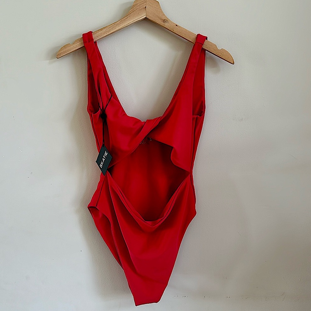 Skatie Chloe One-Piece Swimsuit in red, size large and fits like a large.